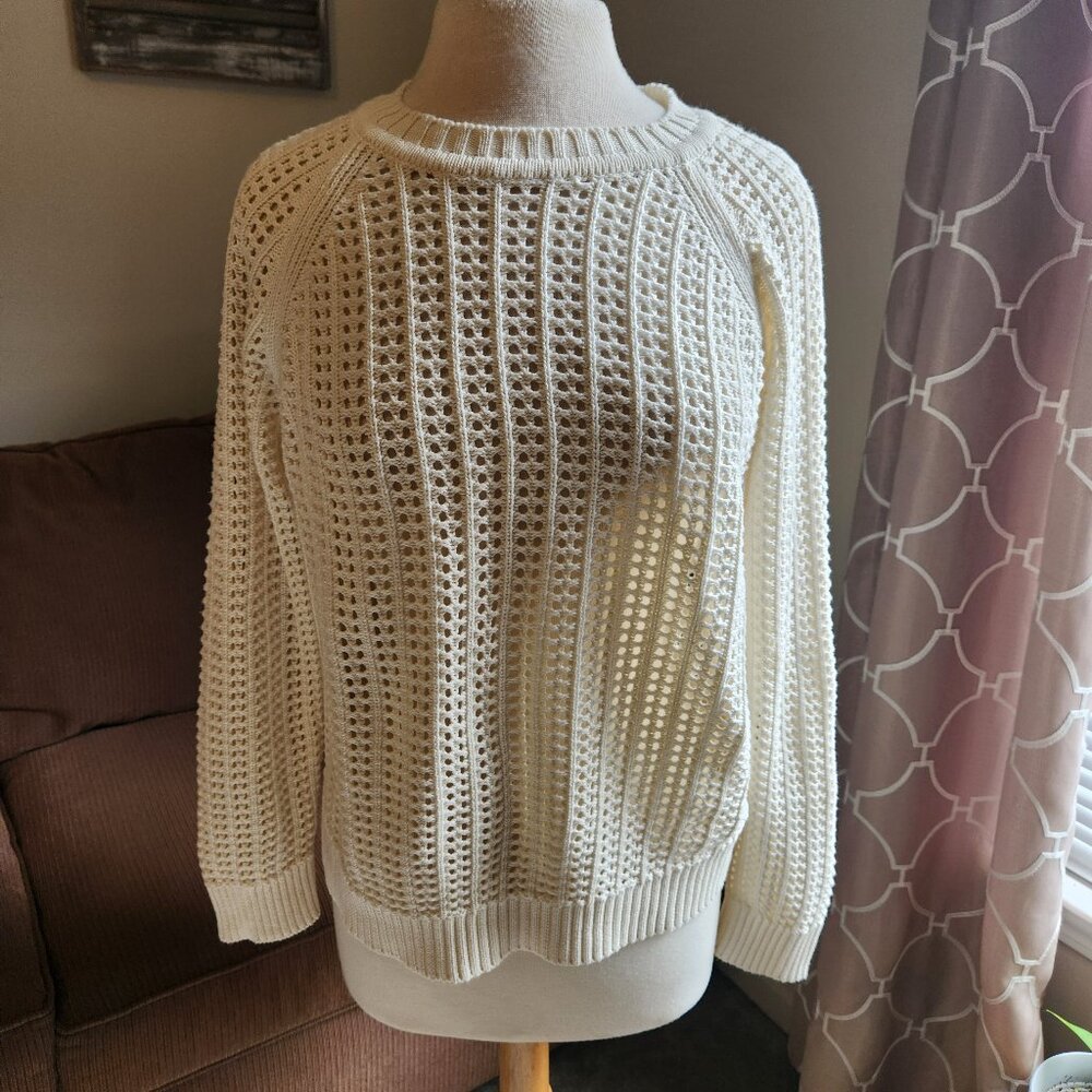 Able Taylor Cream Knit Sweater Organic Cotton Medium